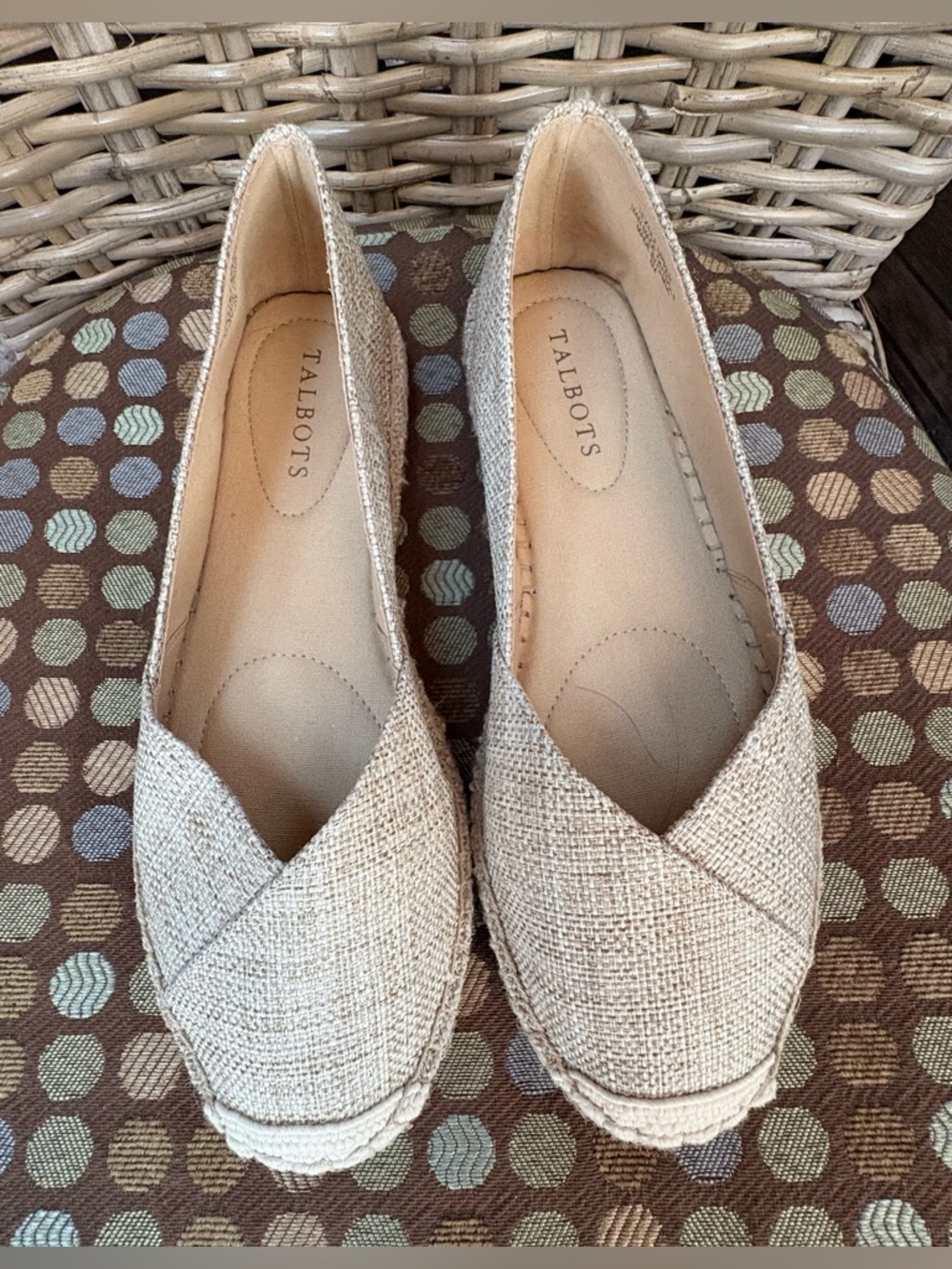 Talbots Natural Beige Textured Espadrille Flats